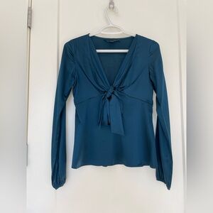 Silk peacock blue blouse